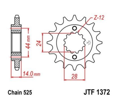 Pignon JT SPROCKETS acier anti-bruit 1372 - 525