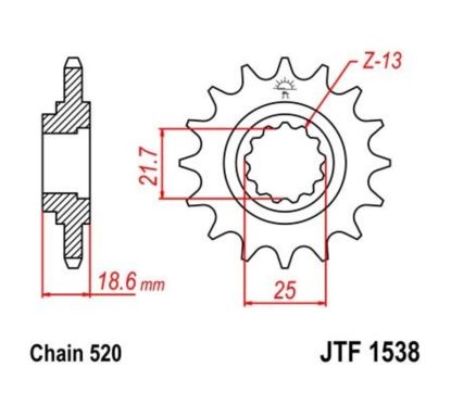 Pignon JT SPROCKETS acier anti-bruit 1538 - 520