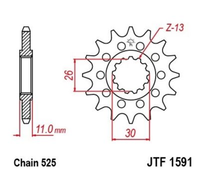 Pignon JT SPROCKETS acier anti-bruit 1591 - 525