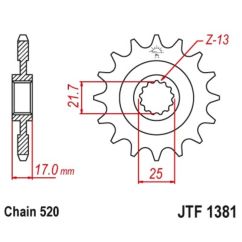 Pignon JT SPROCKETS acier anti-bruit 1381 - 520