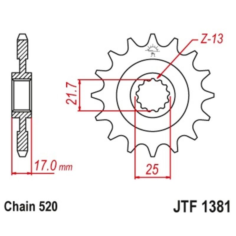 Pignon JT SPROCKETS acier anti-bruit 1381 - 520
