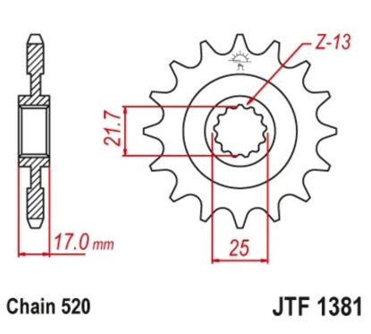 Pignon JT SPROCKETS acier anti-bruit 1381 - 520
