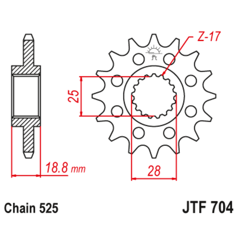 Pignon JT SPROCKETS acier anti-bruit - 525