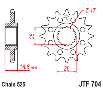 Pignon JT SPROCKETS acier anti-bruit - 525