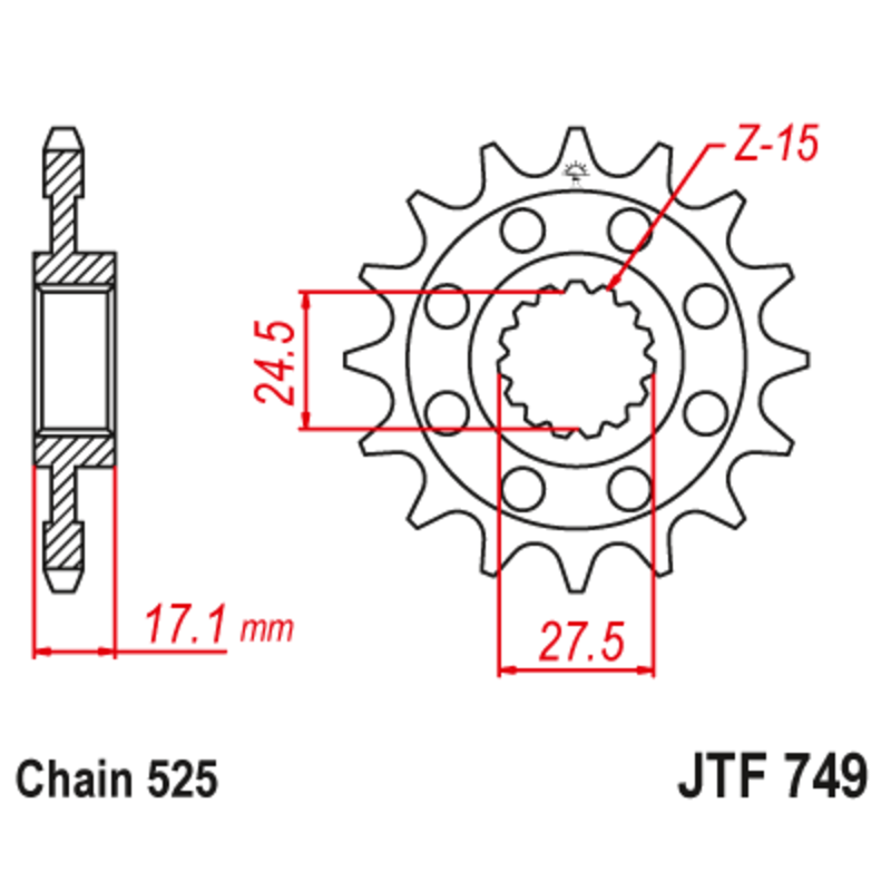 Pignon JT SPROCKETS acier anti-bruit - 525