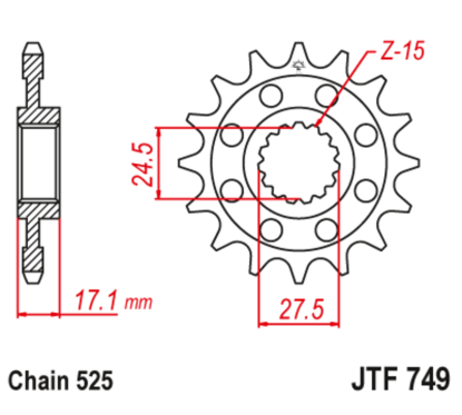 Pignon JT SPROCKETS acier anti-bruit - 525