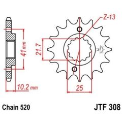 Pignon JT SPROCKETS acier anti-bruit - 520