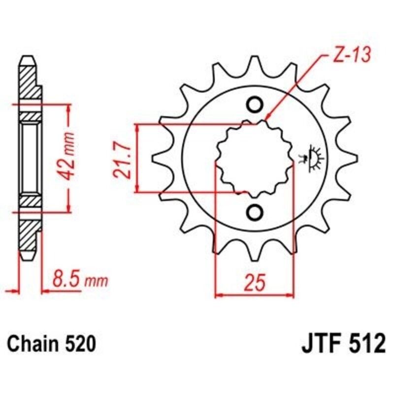 Pignon JT SPROCKETS acier anti-bruit - 520
