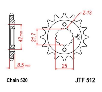 Pignon JT SPROCKETS acier anti-bruit - 520