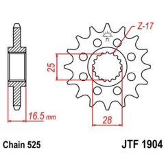 Pignon JT SPROCKETS acier anti-bruit - 525