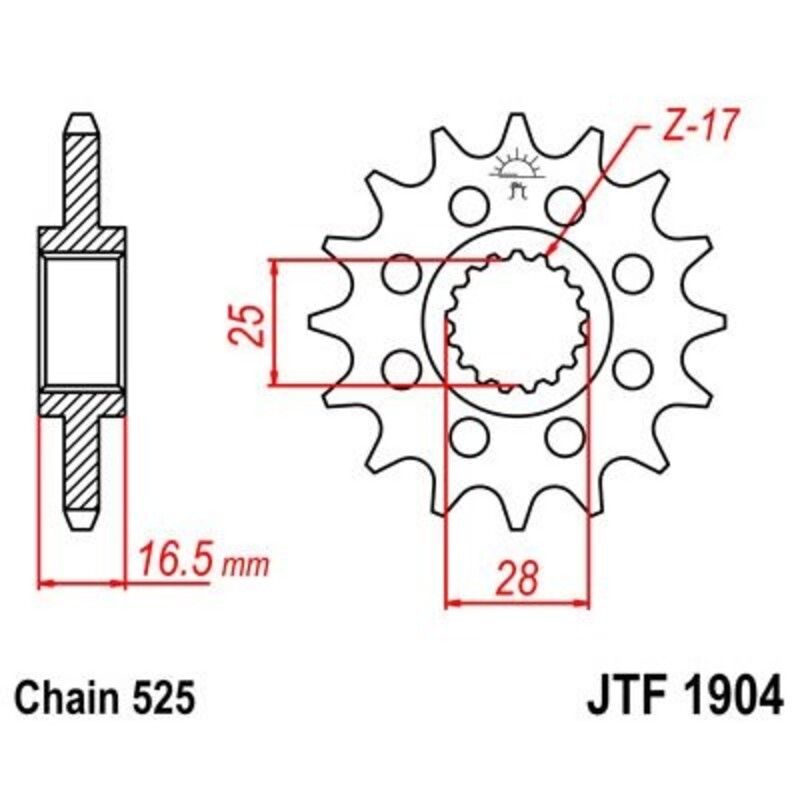 Pignon JT SPROCKETS acier anti-bruit - 525