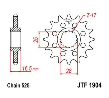 Pignon JT SPROCKETS acier anti-bruit - 525