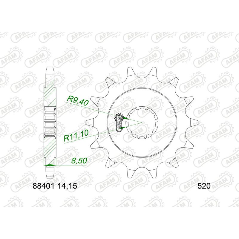 Pignon AFAM acier standard - 520