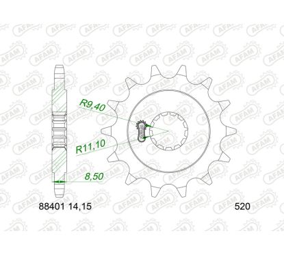 Pignon AFAM acier standard - 520