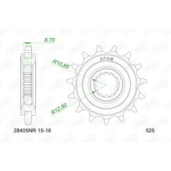 Pignon AFAM acier anti-bruit - 525