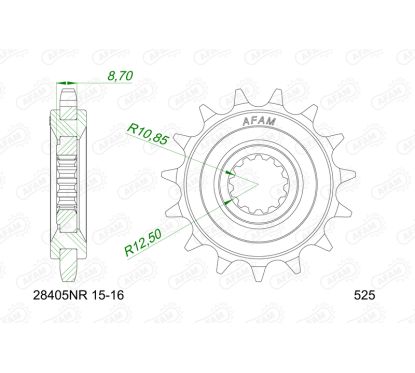 Pignon AFAM acier anti-bruit - 525