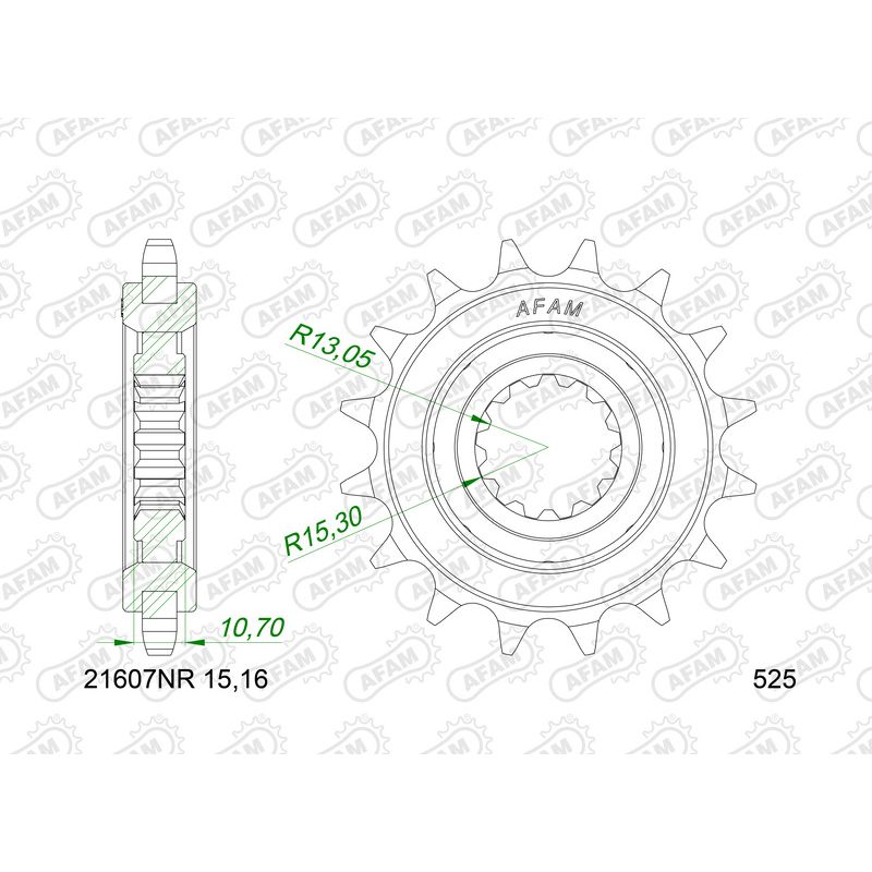Pignon AFAM acier anti-bruit - 525