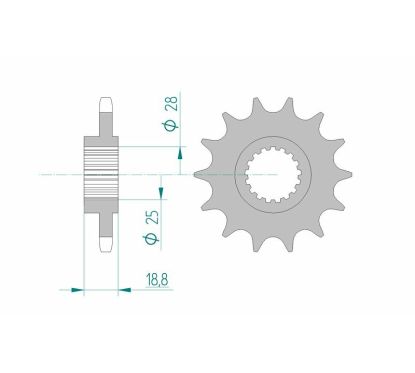 Pignon AFAM acier standard - 525