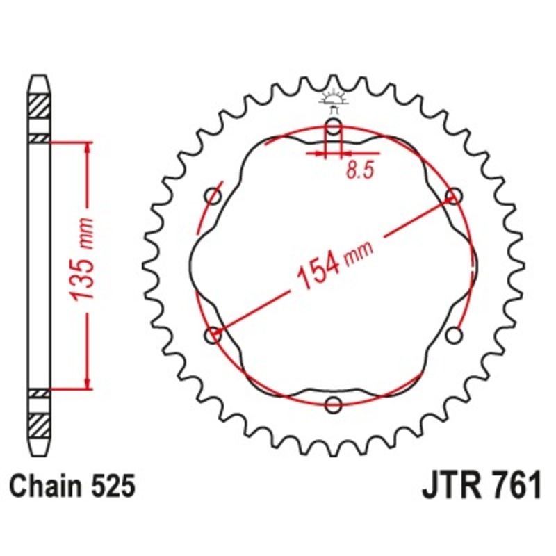 Couronne JT SPROCKETS acier standard - 525 - Nécessite un porte couronne JT SPROCKETS