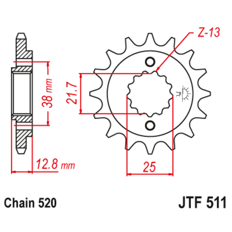 Pignon JT SPROCKETS acier anti-bruit - 520