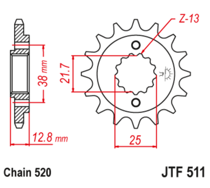 Pignon JT SPROCKETS acier anti-bruit - 520