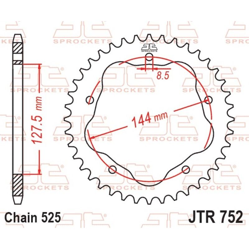 Couronne JT SPROCKETS alu standard - 525 - Nécessite un porte couronne JT SPROCKETS