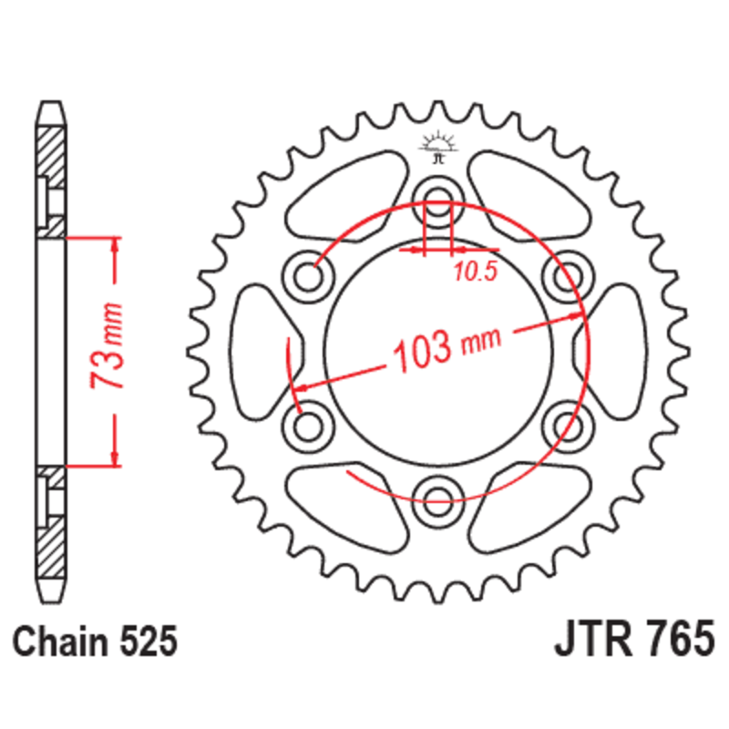 Couronne JT SPROCKETS acier standard - 525