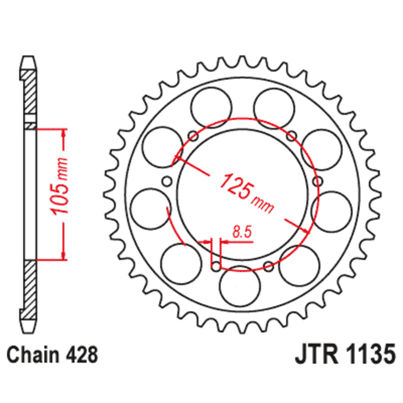 Couronne JT SPROCKETS Acier Standard - 428